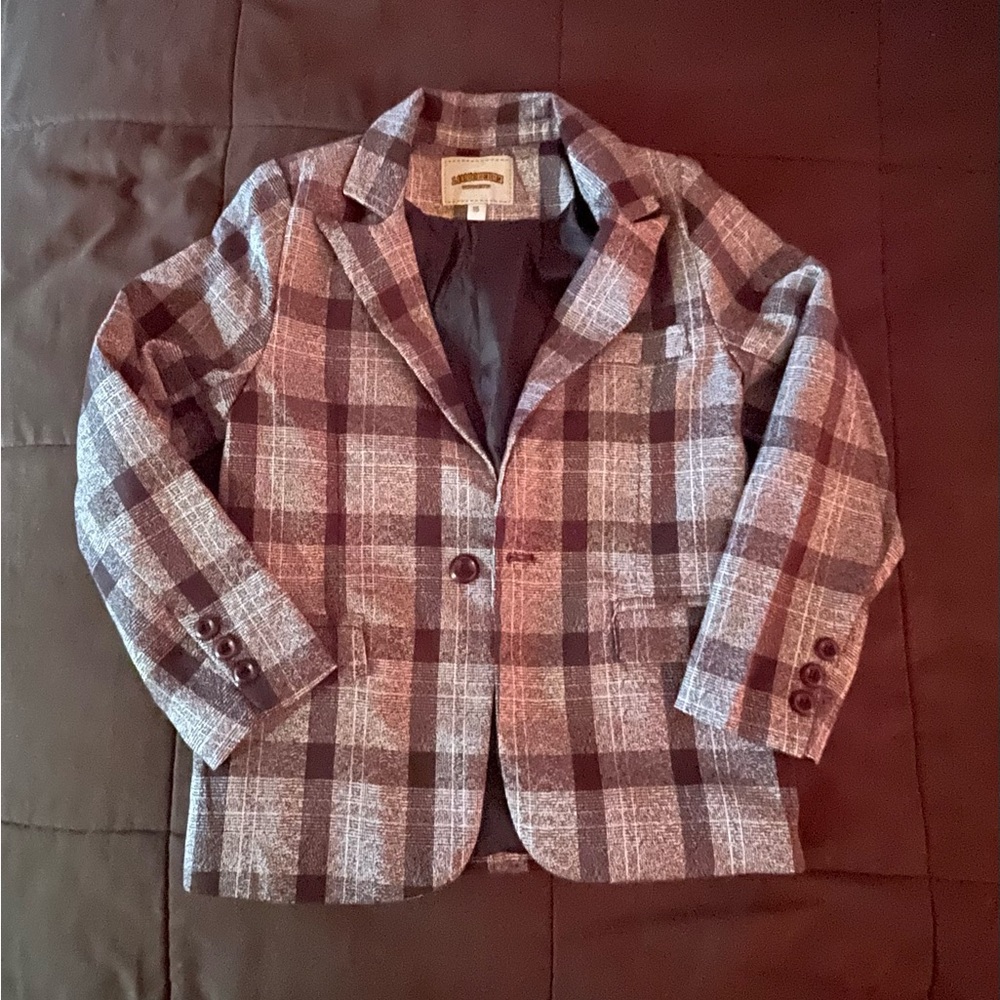 Children's Plaid Jacket/Vest/Slacks- Brown & Gray